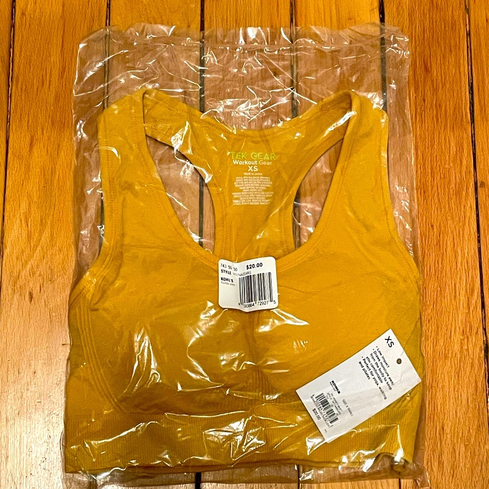Tek Gear Workout Gear Golden Yellow Sports Bra Size XS